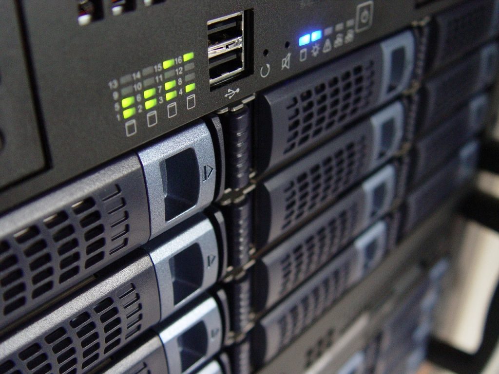 View of servers at an angle